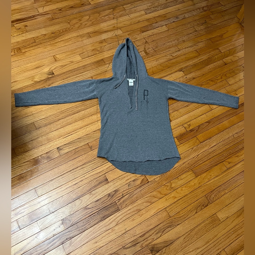 Pink pullover hoodie sweatshirt Sz S/P gray